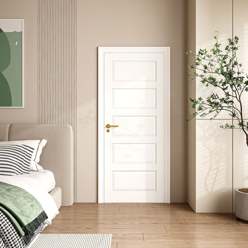 Porte de garde-manger intérieure à 5 panneaux avec noyau blanc uni et apprêté avec porte standard à panneaux et porte de garde-manger pour chambre à coucher, salon 28 po x 80 po