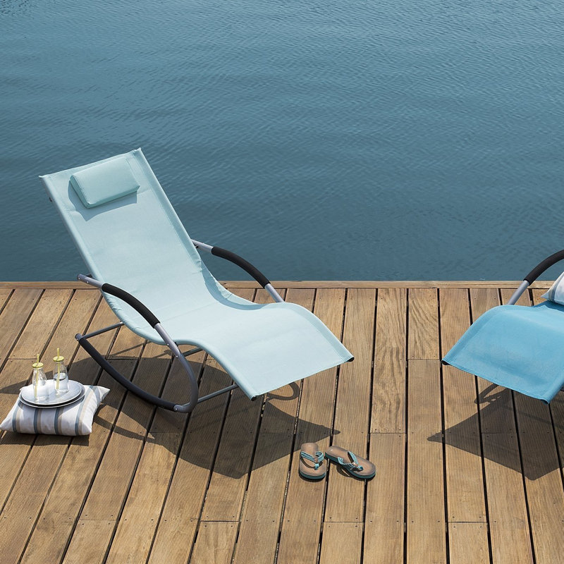 Caruthers 149cm Long Single Chaise, Light Blue
