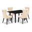 Ensemble de salle à manger 5 pièces comprenant une table rectangulaire en bois avec rallonge amovible et 4 chaises rembourrées, noir-123099960-123099963