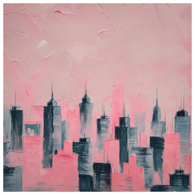 Toile rose avec croquis de paysage urbain