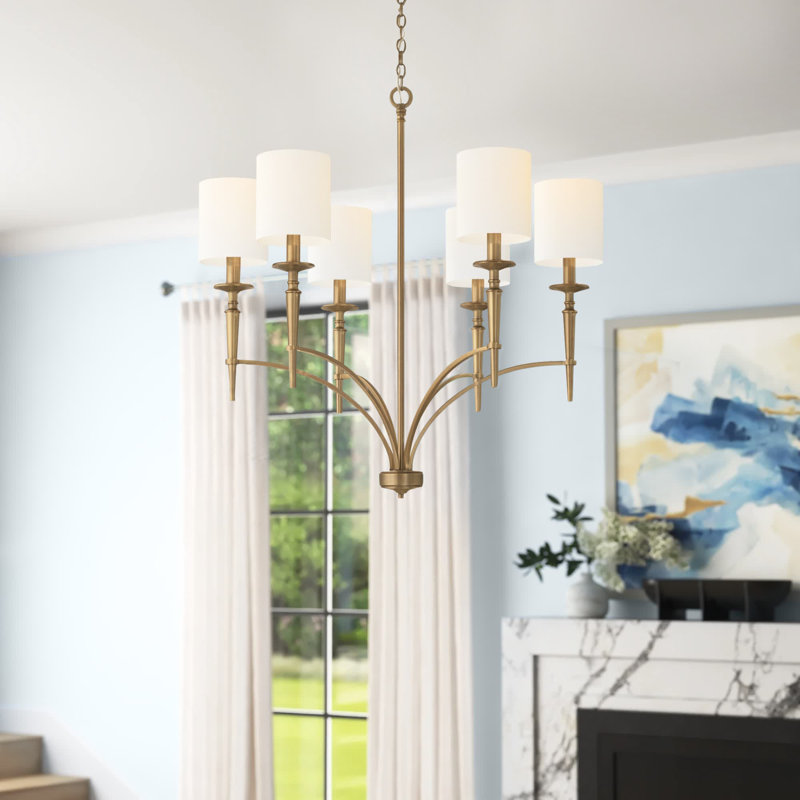 Abbie 6 - Light Dimmable Classic / Traditional Chandelier, Aged Brass