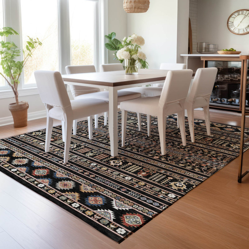 Machine Washable Indoor/Outdoor Boruta ACN2244 Navajo Rug, Rectangle 10' x 14'