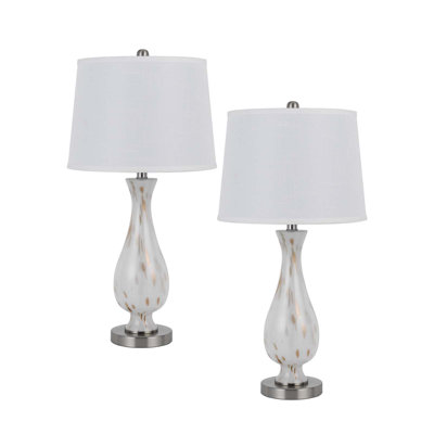 Ensemble de 2 lampes de table en verre de 71 cm de hauteur avec abat-jour en tissu rigide