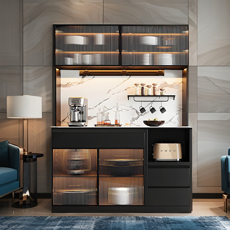 Buffet noir 55,12 po Modern Light Luxury, 84.65" H x 55.12" W
