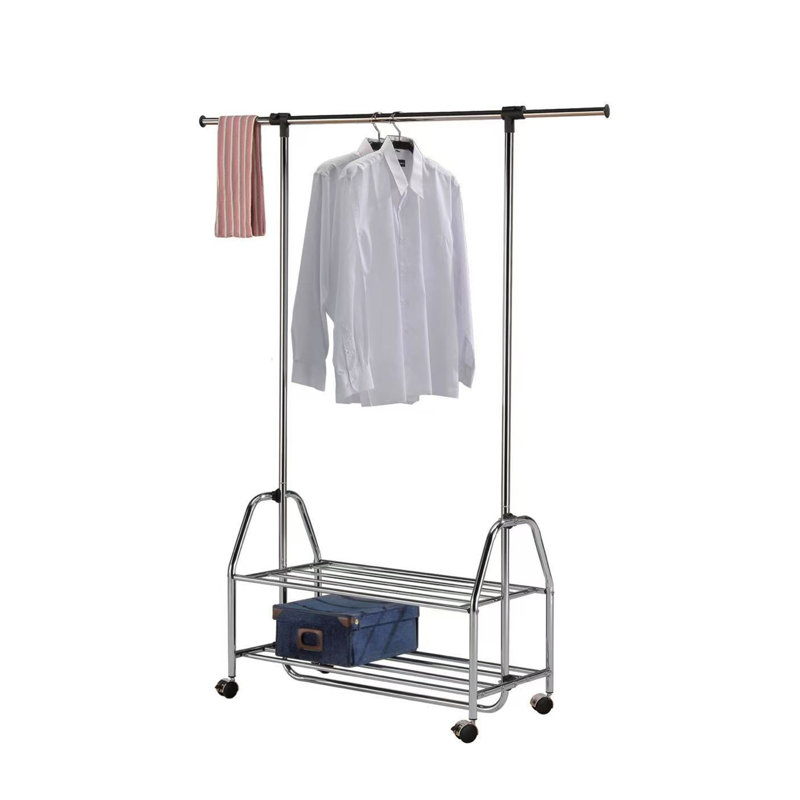 Chrome Metal Clothes Rack Extendable Bar