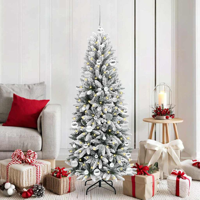 Artificial Christmas Tree with 150 LEDs White, 150 cm, with Leds & White Balls