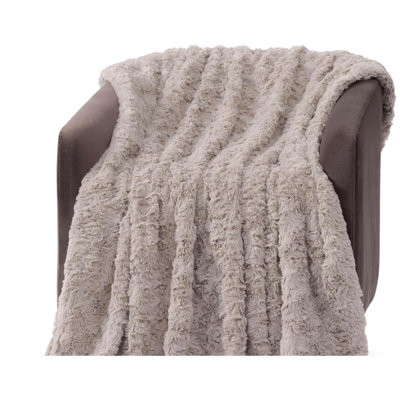 Adalee Faux Fur Throw Blanket Luxury Lightweight Cozy Soft Throw For Couch Bed Or Chair Hypoallergenic Machine Washable Double-Sided Fluffy Blanket Home Decor, 50-Inch X 70-Inch, Oyster Brown