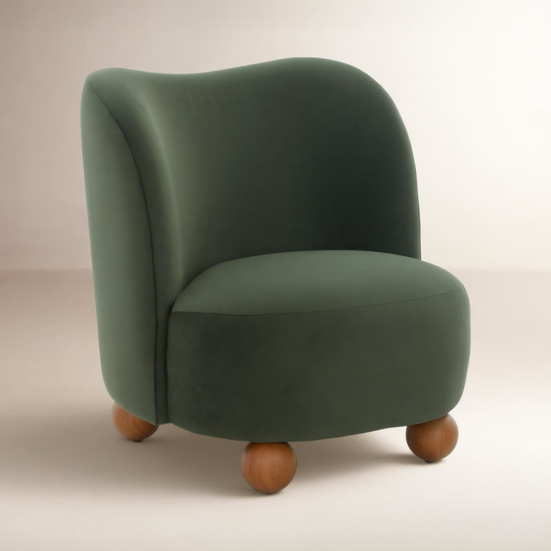 Kaelyn Rodolfo Accent Chair, Olive Green Velvet