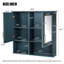 Armoire de salle de bain avec miroir, armoire murale avec tablettes réglables, portes à fermeture en douceur-129461602-129461601