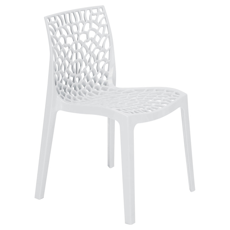 Stackable Outdoor Patio Dining Side Chair, White