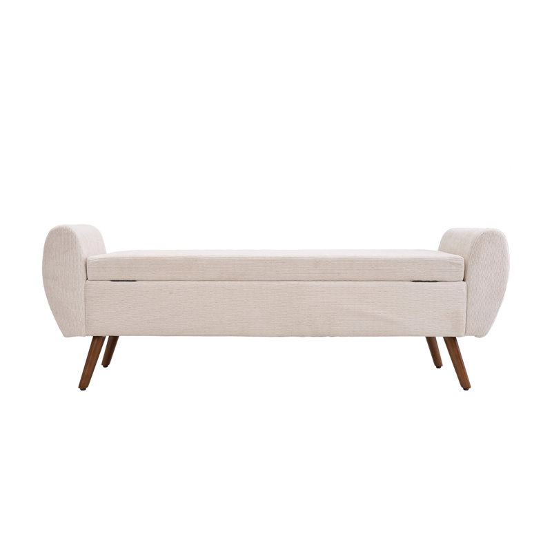 Chenille Upholstered Bench with Flip Top