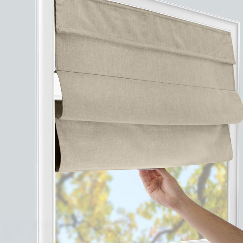 Light Filtering Roman Shades, 32"W x 72"L, Belgian Flax