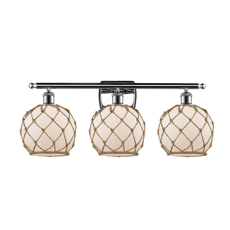 Éclairage pour salle de bain 3 lumières à intensité variable Appling, Blanc / Brun, Ampoule DEL 6 watts Vinage, Chrome poli