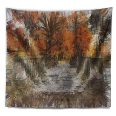 Magnifique tapisserie aquarelle forêt d'automne