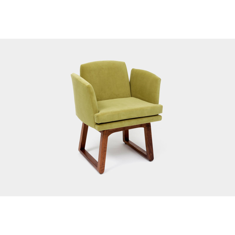 Allison 18'' H Velvet Upholstered Walnut Armchair, Apple