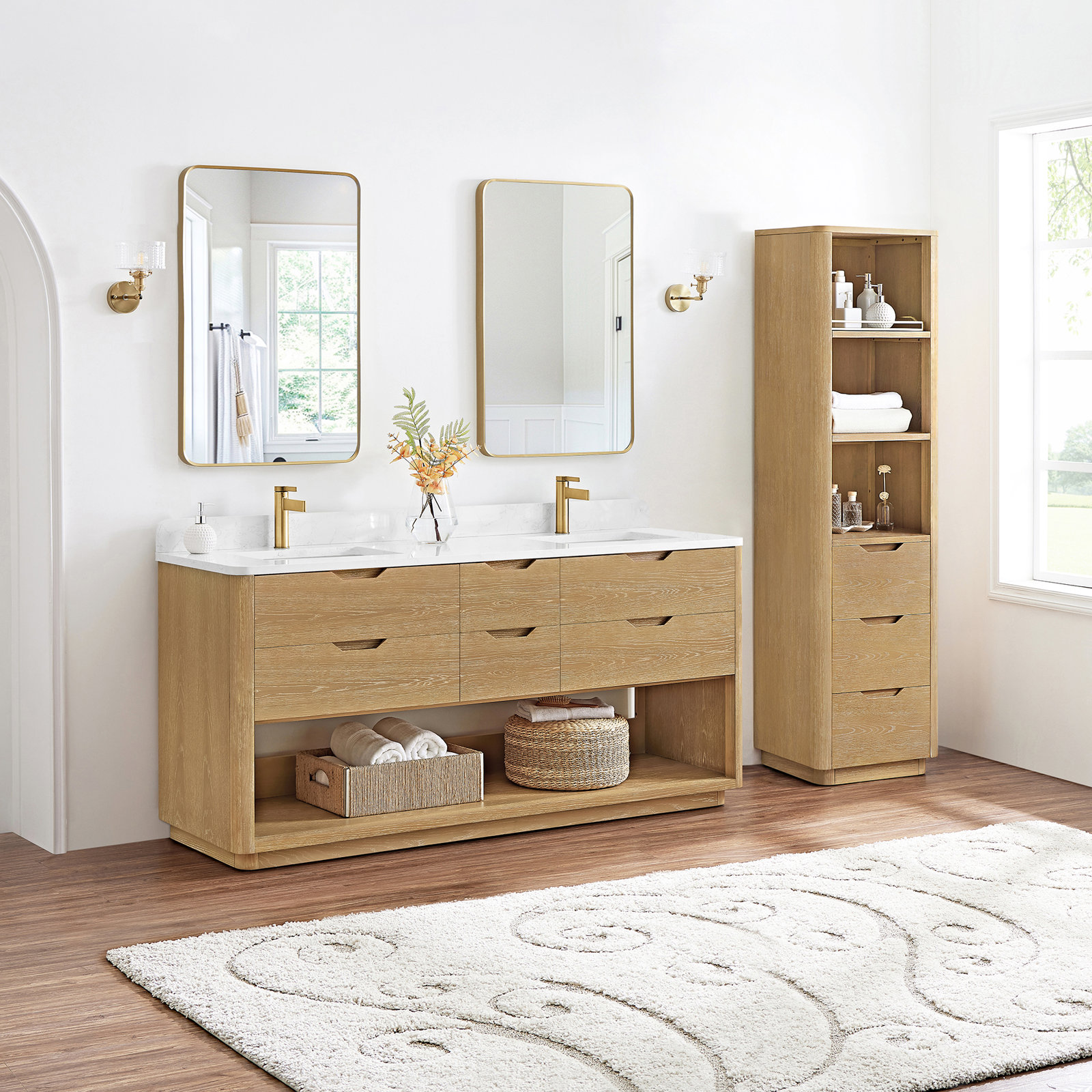 Kaiser 72" Pine Double Bathroom Vanity, 122 cm H x 81 cm W