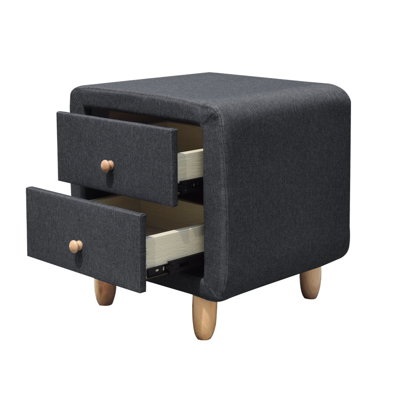 Graziano 52cm W Manufactured Wood Bedside Table, Grey