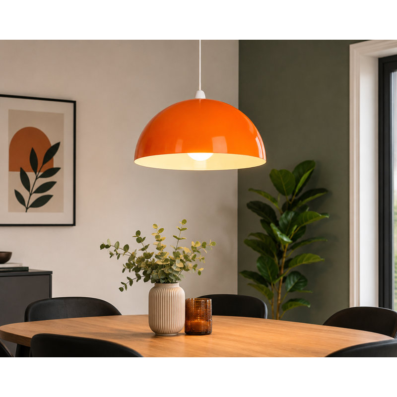 22cm H Steel Bowl Pendant Shade ( Screw On ), Orange