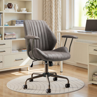 Kalysia Modern Suede Home Office Chair with Mid Back Support and Rolling Swivel Wheels for Executive Office by 17 Stories