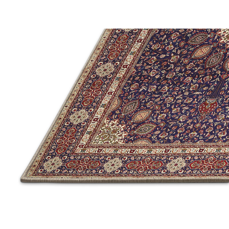 Tapis traditionnel rouge / bleu Dollman, Rectangle 5 pi x 7 pi
