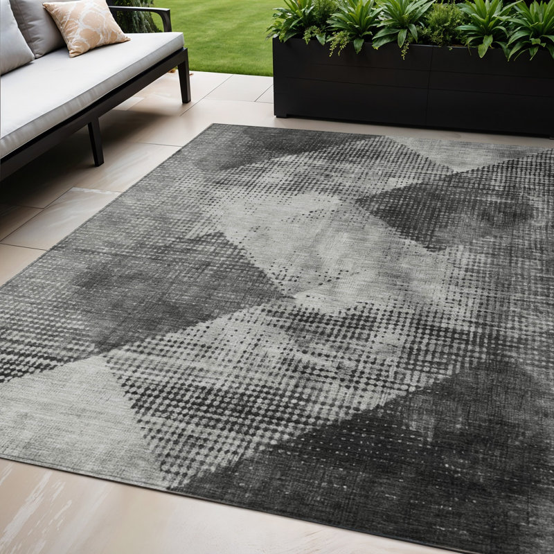 Tapis d'intérieur lavable à motif géométrique gris 5 pi x 8 pi HomeRoots