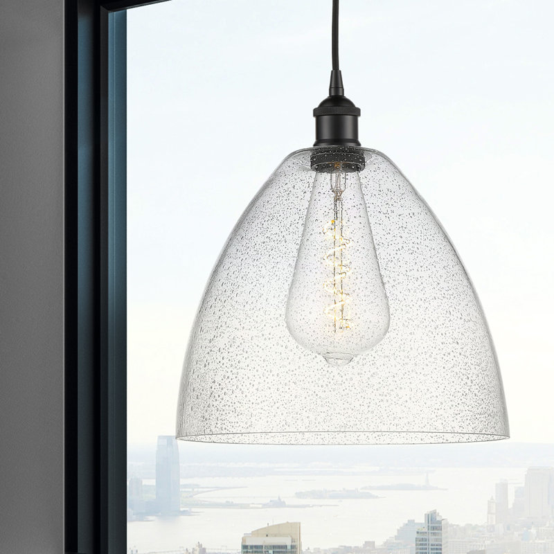 Bluford 1 - Light Dome Pendant, 13.75" H x 12" W x 12" D, Matte Black