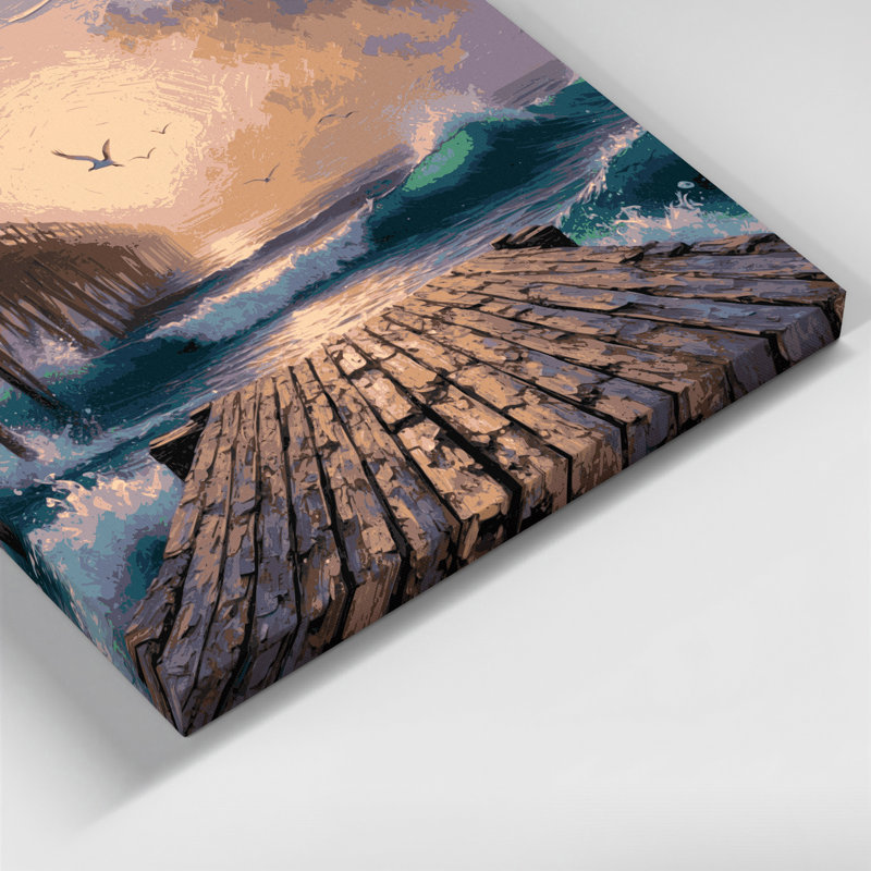 Art mural sur toile noir Coastal Pier, H 11 po x l 14 po