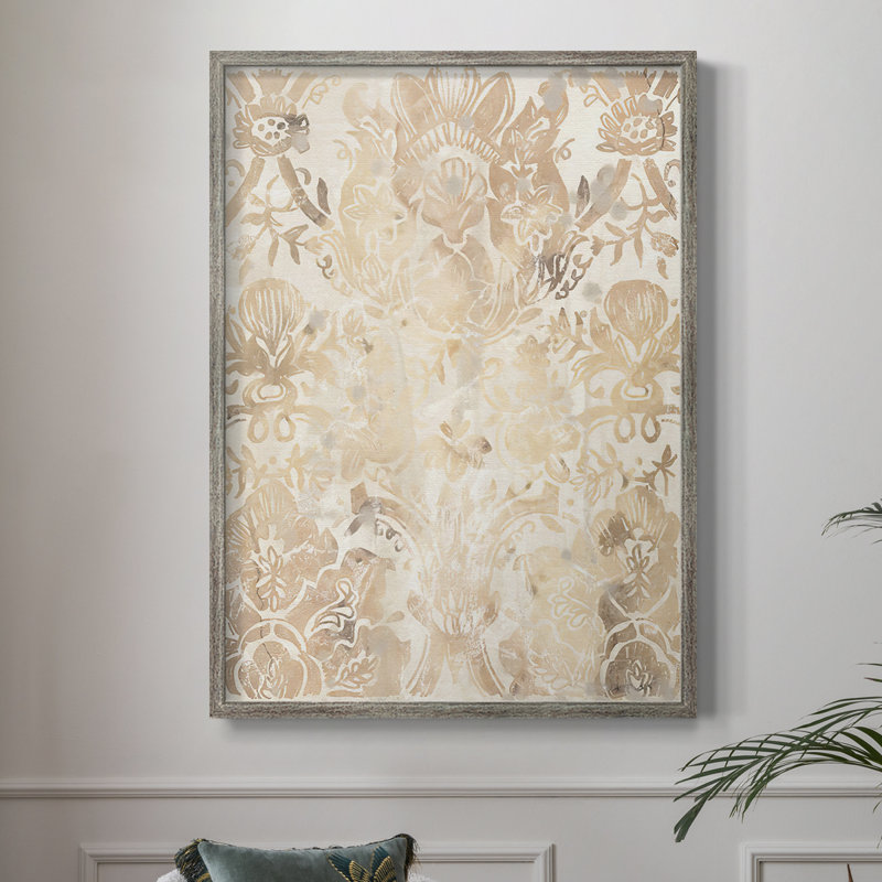 Walnut Damask III Framed Print - Solid Wood, 11" H x 9" W