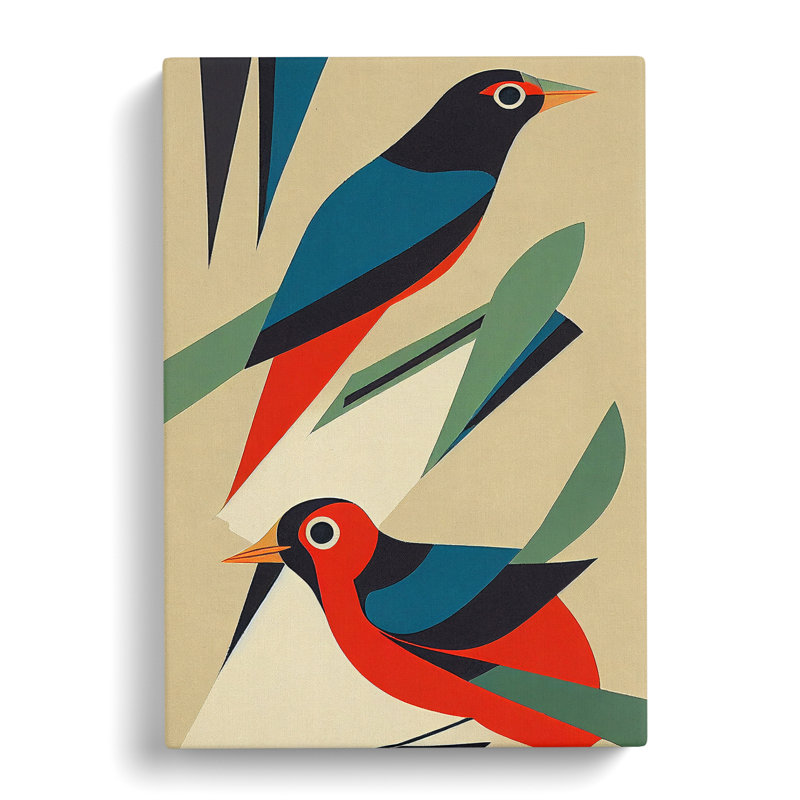 Pair Of Birds No.3 Abstract - Wrapped Canvas, 60cm H x 40cm W x 3cm D