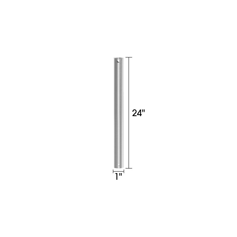 Tige de ventilateur de plafond non filetée, H 24 po x l 1 po x P 1 po, Argent argent