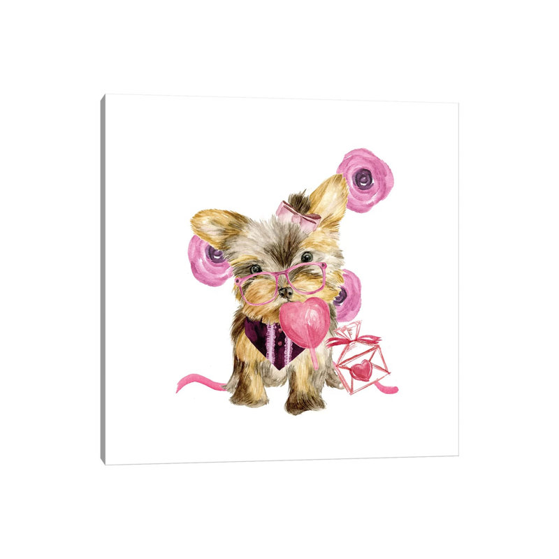 Valentine Puppy VI by Melissa Wang - Wrapped Canvas Painting, 30.48 cm H x 30.48 cm W