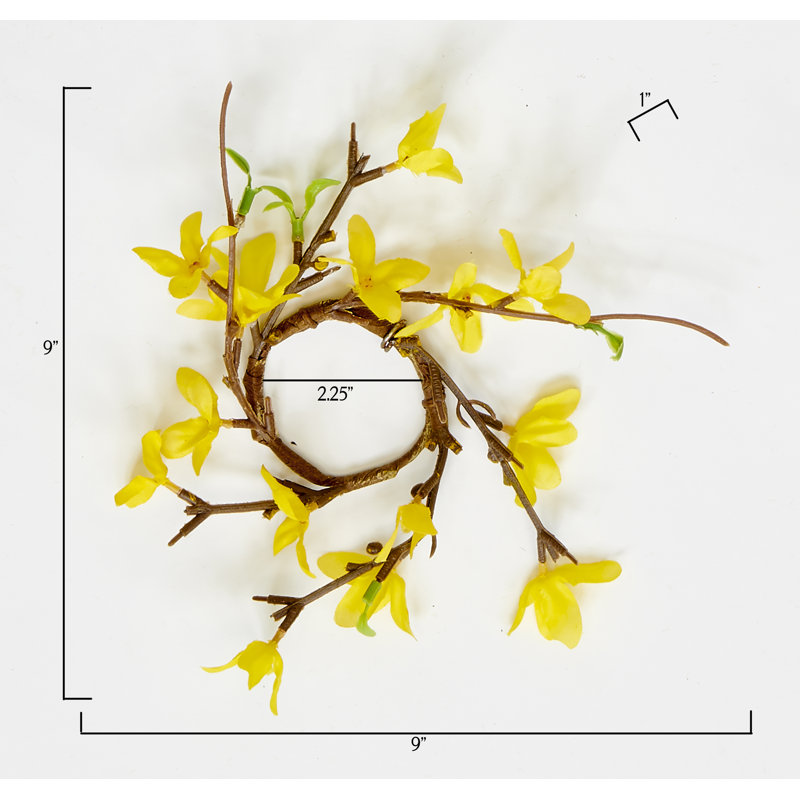 Bougie votive 2,25 "fleur de printemps artificielle Forsythia, ensemble de 4