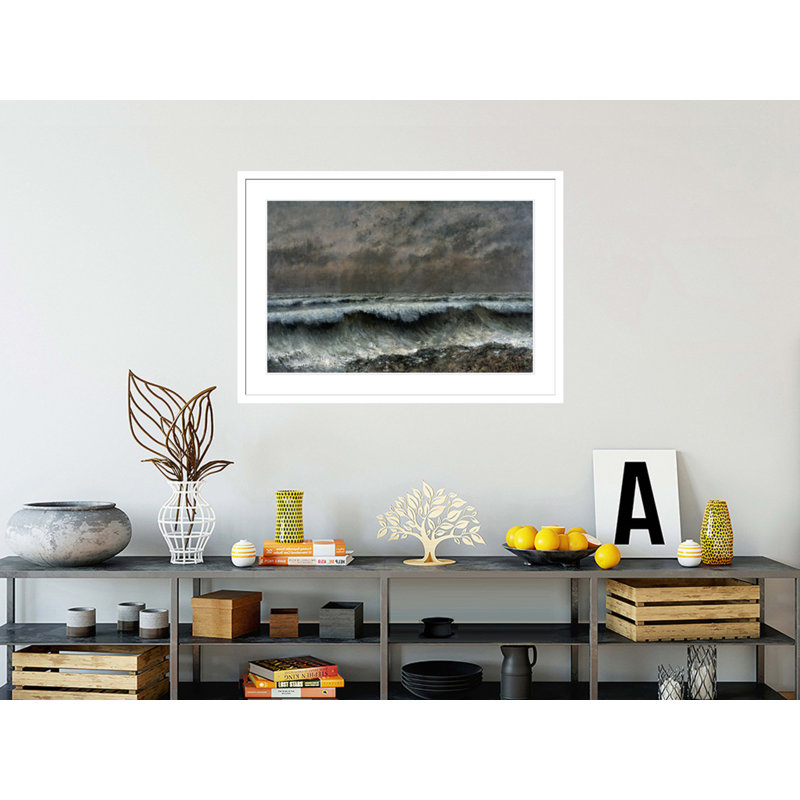 «The Wave» par Gustave Courbet, impression giclée sur cadre, H 16,08 po x l 21,75 po