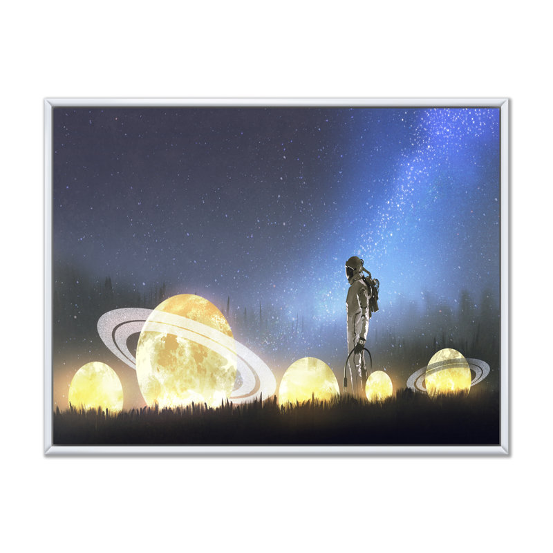 «Video In Astronaut», jeu vidéo sur toile «Lost In Galaxy II», H 8 po x l 12 po x P 1 po, Cadre flottant blanc