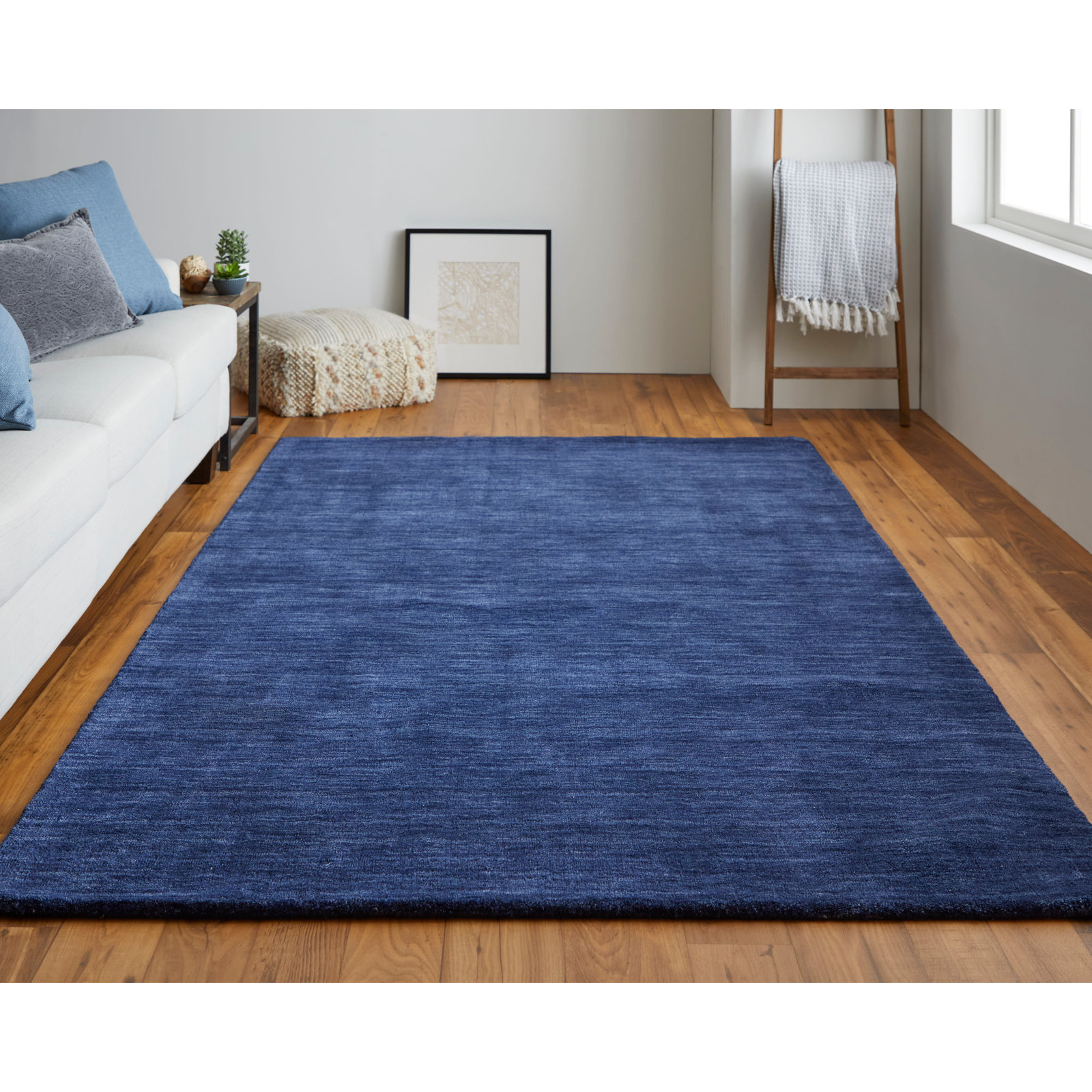 Kaden Hand-Woven Wool Shag Rug, Rectangle 3'6" x 5'6", Blue