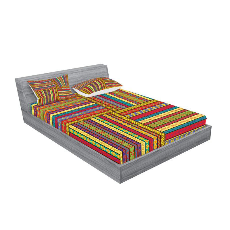 Multicolore drap-housse et coussin décoratif Ambesonne, Ensemble de draps pour très grand lit californien