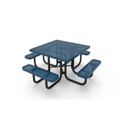 COATEDOUTDOORFURNITURE 46In Square Picnic Table, Punched, Light Blue