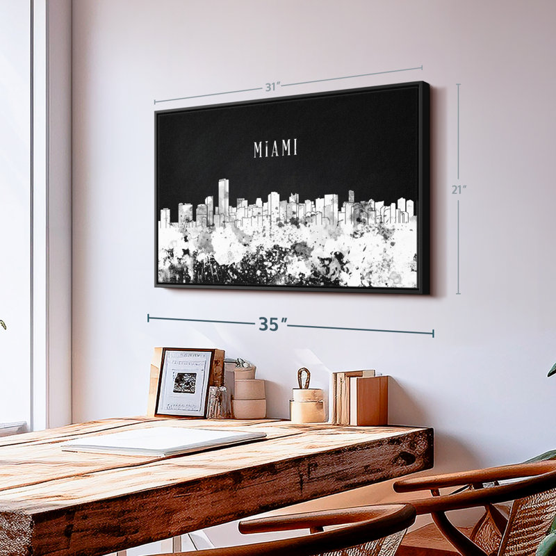 «Miami Skyline BW», H 21 po x l 31 po