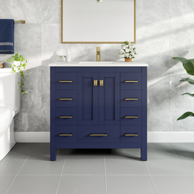 Meuble-lavabo avec comptoir et sous-comptoir en porcelaine Ethyn l 36 po x P 18 po