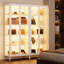 Armoire de salle à manger à 5 côtés en verre à 5 niveaux avec lumières, présentoir en métal-1019015347