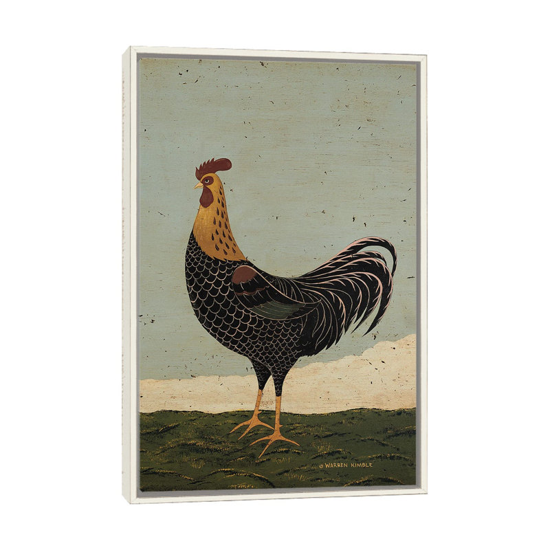 Coq faisant face à l'Ouest - reproduction d'art murale encadrée, H 60 po x l 40 po, Reproduction encadrée sans passe-partout