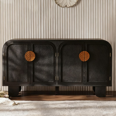 Buffet rétro en bois massif noir