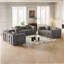 6-Seater Upholstered Sofa With Side Storage Pockets And Cushions For Living Room-470618765