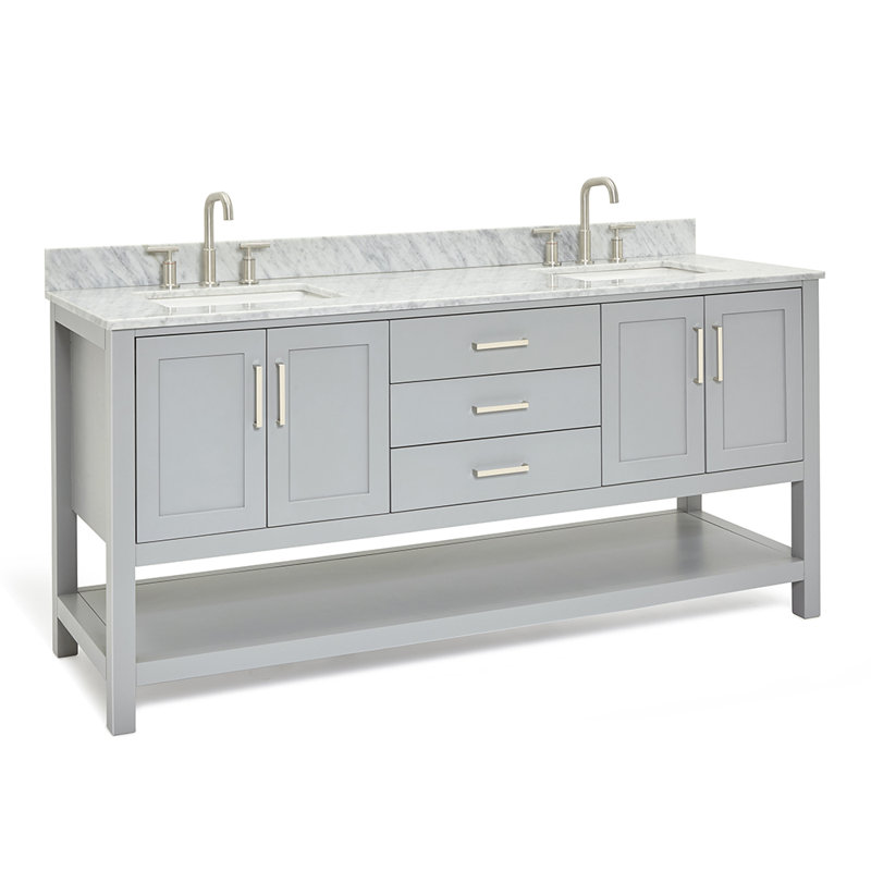 Magnolia Bath Vanity Rectangular Basin S073DCW2R, Gray, Rectangle ,  73"