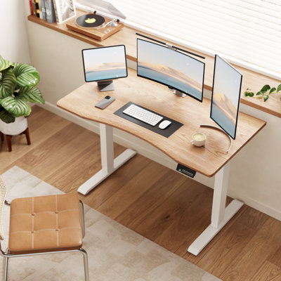 Adryell Solid Wood Electric Height-Adjustable Office Desk