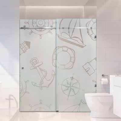 Portes de verre de douche coulissantes sans cadre l 62 po x H 80 po