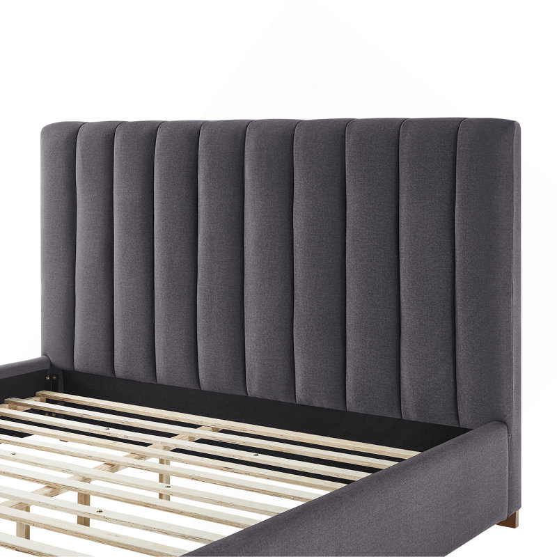 Stylish And Comfortable Upholstered Bed Frame With Headboard And Wooden Slats Support