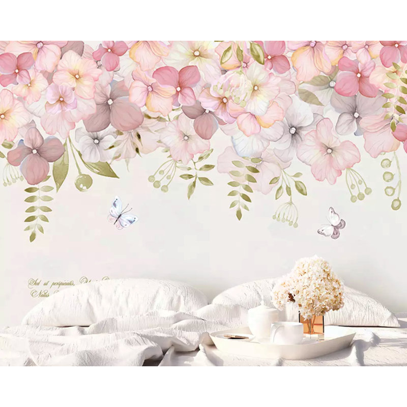 Papier peint fleur de hortensia Arnis, l 204 po x L 114 po
