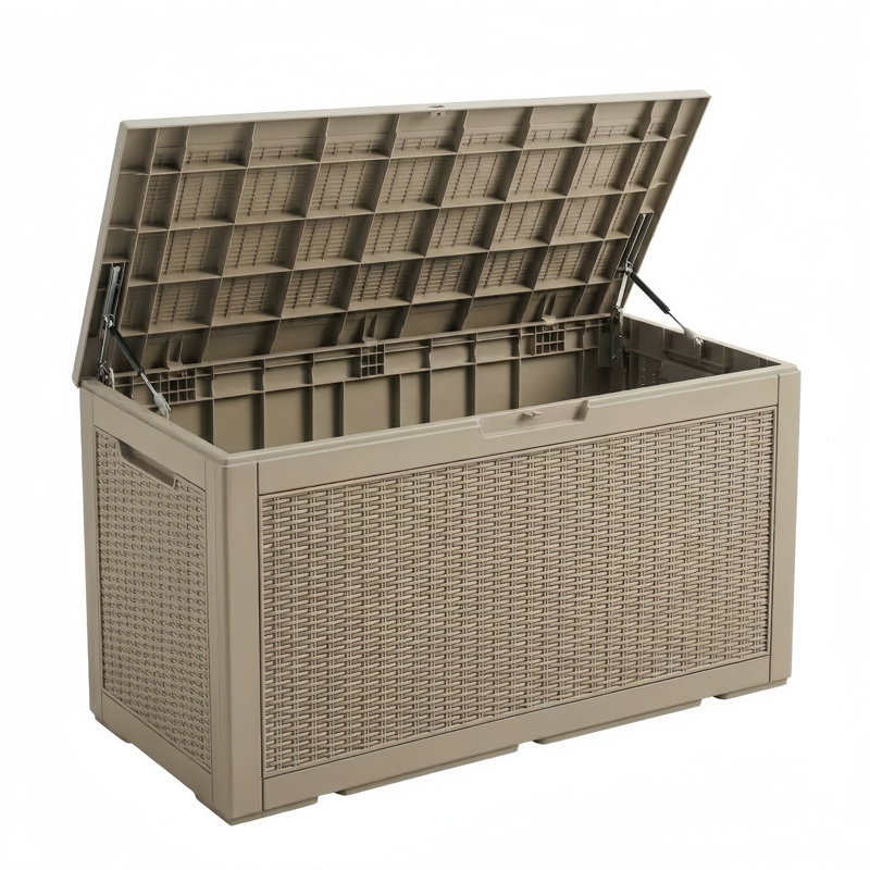 30 Gallon Water Resistant Deck Box, Light Coffee, 20.87" H x 17.09" W x 22.09" D