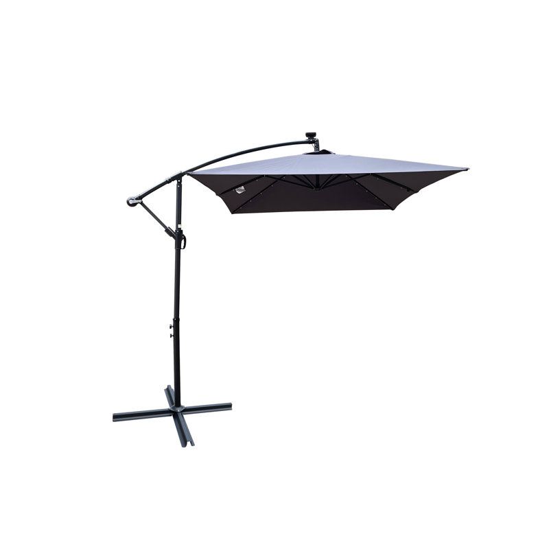 Parasol de terrasse rectangulaire de 2 x 3 m avec 26 lumières DEL solaires - Eau, pour jardin, terrasse de piscine, zone à énergie solaire